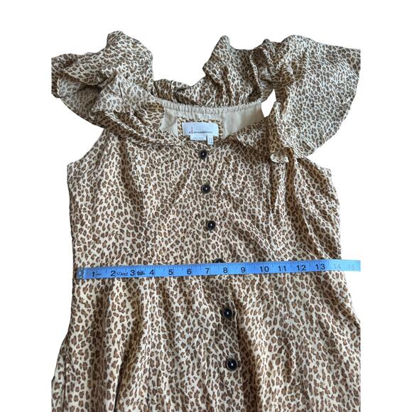 Anthropologie Tan Motif Brown Spotted Bolano Cheetah Print Midi Dress Size 6 - Picture 10 of 10